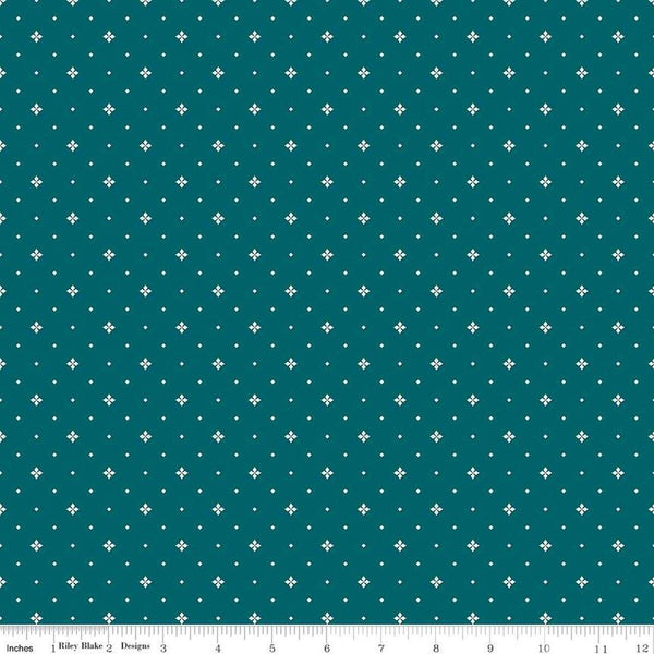 Arrival of Winter Ditsy C13526 Dark Teal by Riley Blake Designs - Diamonds - Quilting Cotton Fabric