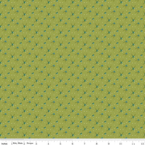 Arrival of Winter Berries C13527 Green - Riley Blake Designs - Berry Sprigs Dots  - Quilting Cotton Fabric