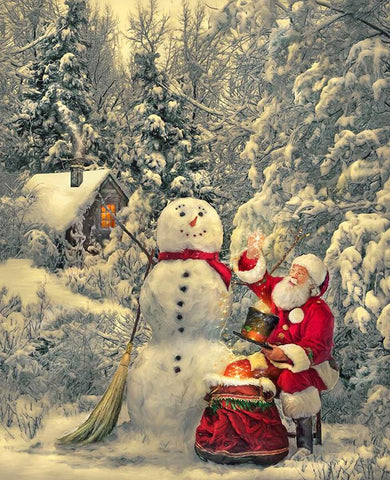 A Nostalgic Christmas Frosty's Magic Hat PD13671 - Riley Blake Designs - DIGITALLY PRINTED Snowman Santa - Quilting Cotton Fabric