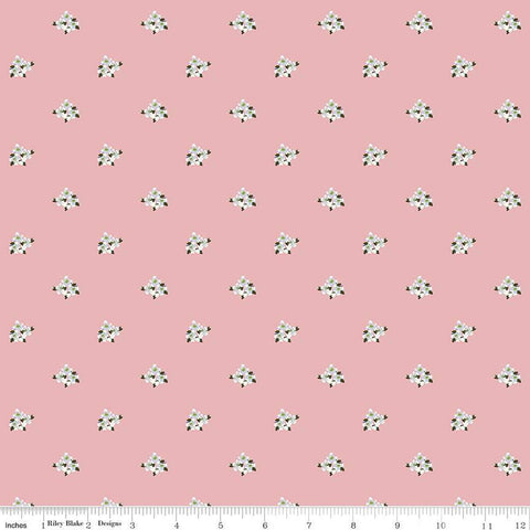 SALE Bellissimo Gardens Ditsy Floral C13833 Pink by Riley Blake Designs - Flowers White Blossoms - Quilting Cotton Fabric
