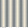 Fat Quarter End of Bolt - Bellissimo Gardens Stripe C13834 Cream - Riley Blake - Ticking Stripes Cream Midnight - Quilting Cotton Fabric