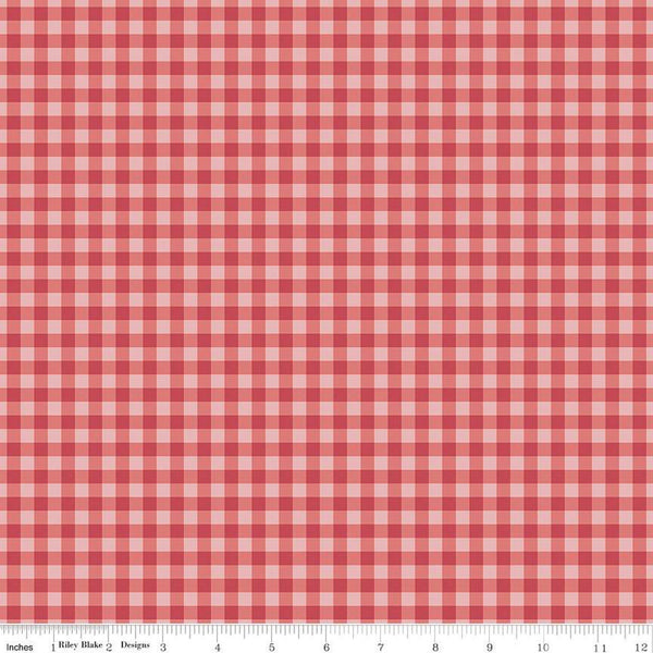 Fat Quarter End of Bolt - SALE Bellissimo Gardens PRINTED Gingham C13835 Red by Riley Blake Designs - Check Checks - Quilting Cotton Fabric