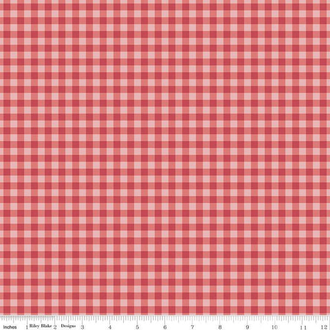 Fat Quarter End of Bolt - SALE Bellissimo Gardens PRINTED Gingham C13835 Red by Riley Blake Designs - Check Checks - Quilting Cotton Fabric