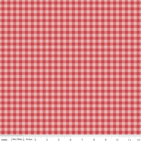 Bellissimo Gardens PRINTED Gingham C13835 Red by Riley Blake Designs - Check Checks - Quilting Cotton Fabric