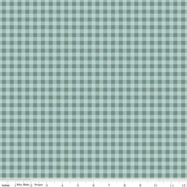 SALE Bellissimo Gardens PRINTED Gingham C13835 Teal by Riley Blake Designs - Check Checks - Quilting Cotton Fabric