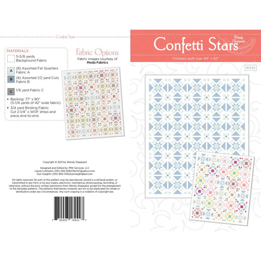 Confetti Stars Quilt PATTERN P180 - Wendy Sheppard - Riley Blake Designs - INSTRUCTIONS Only - Piecing