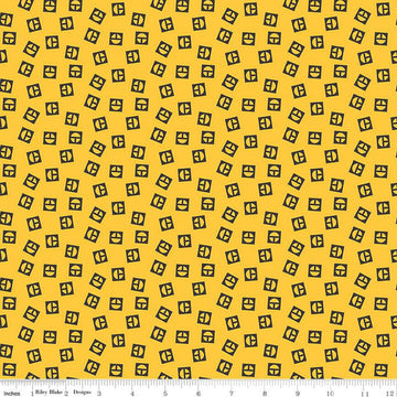 Vintage Caterpillar Logo Toss C13843 Yellow - Riley Blake Designs - CAT Construction - Quilting Cotton Fabric - Licensed Product