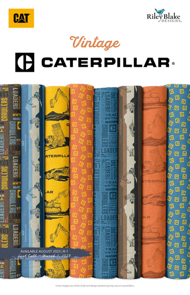 SALE Vintage Caterpillar Fat Quarter Bundle 13 pieces - Riley Blake Designs - Pre cut Precut - CAT Construction - Quilting Cotton Fabric