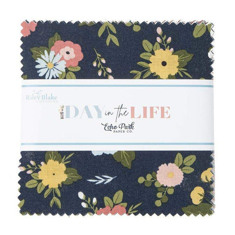 Day in the Life Charm Pack 5" Stacker Bundle - Riley Blake Designs - 42 piece Precut Pre cut - Quilting Cotton Fabric