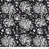 Black Tie Main C13750 Black - Riley Blake Designs - Floral Off White Flowers - Quilting Cotton Fabric