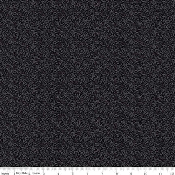 14" End of Bolt - Black Tie Swirls C13756 Black by Riley Blake Designs - Quilting Cotton Fabric