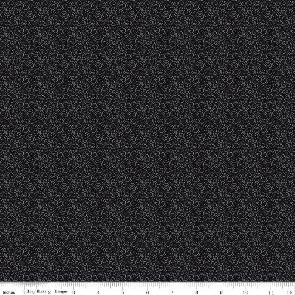 SALE Black Tie Swirls C13756 Black by Riley Blake Designs - Quilting Cotton Fabric