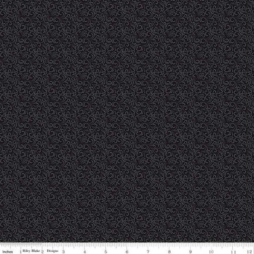 9" End of Bolt - Black Tie Swirls C13756 Black by Riley Blake Designs - Quilting Cotton Fabric