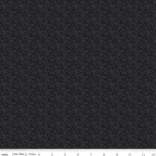 Black Tie Swirls C13756 Black by Riley Blake Designs - Quilting Cotton Fabric