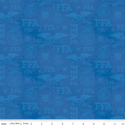 FFA Forever Blue Refreshed Tonal Logos C13952 Blue - Riley Blake - Future Farmers of America Tone-on-Tone - Quilting Cotton Fabric