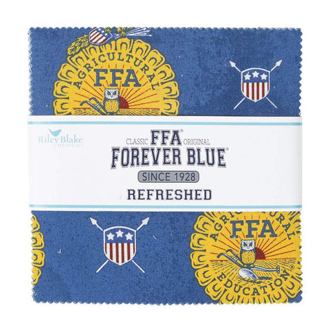 FFA Forever Blue Refreshed Charm Pack 5" Stacker Bundle  - Riley Blake - Future Farmers - 42 piece Precut Pre cut - Cotton Fabric