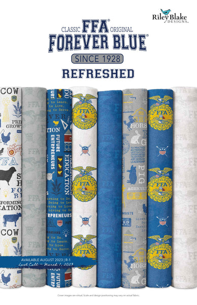 FFA Forever Blue Refreshed Charm Pack 5" Stacker Bundle  - Riley Blake - Future Farmers - 42 piece Precut - Cotton Fabric - Licensed Product