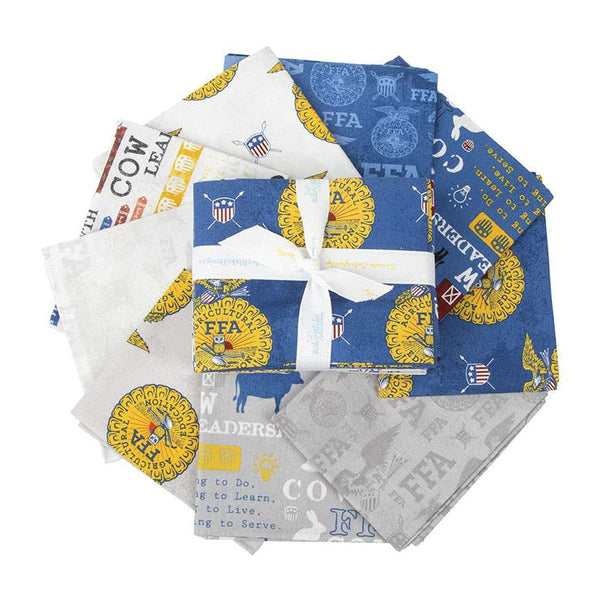 FFA Forever Blue Refreshed Fat Quarter Bundle 9 pieces - Riley Blake Designs - Pre cut Precut - Future Farmers - Quilting Cotton Fabric