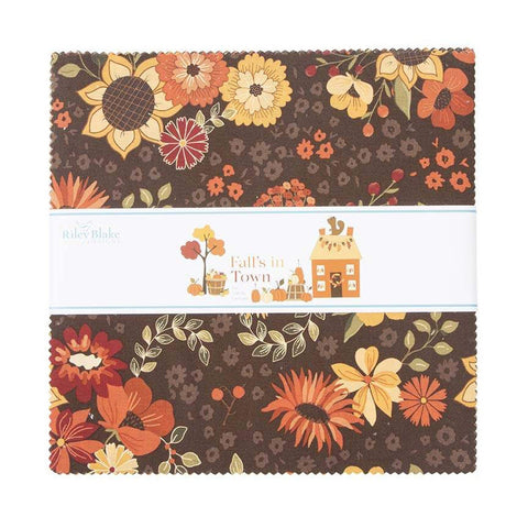 Fall's in Town Layer Cake 10" Stacker Bundle - Riley Blake Designs - 42 piece Precut Pre cut - Autumn - Quilting Cotton Fabric