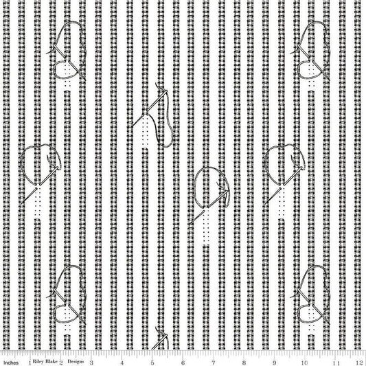 SALE Sew Journal Stitches C13885 White - Riley Blake - Needle Thread Chain Stitch - J. Wecker Frisch - Quilting Cotton Fabric