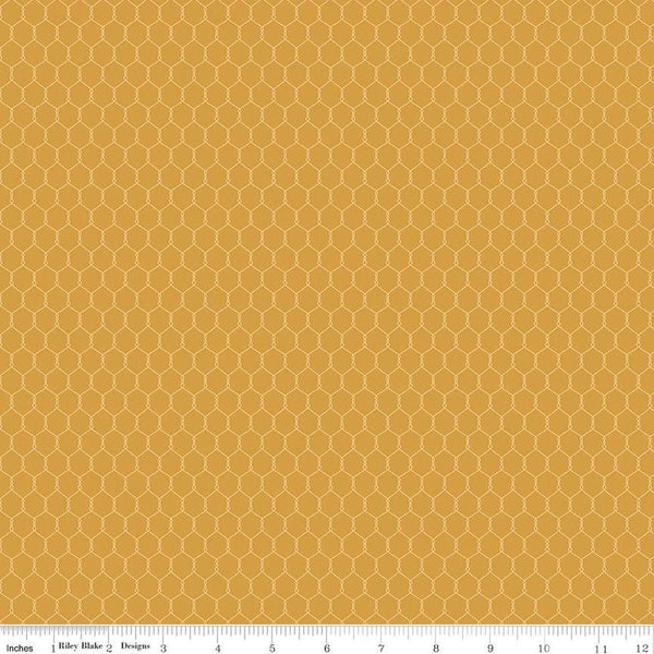 SALE Country Life Chicken Wire C13797 Sunflower - Riley Blake Designs - Geometric Tone-on-Tone - Quilting Cotton Fabric