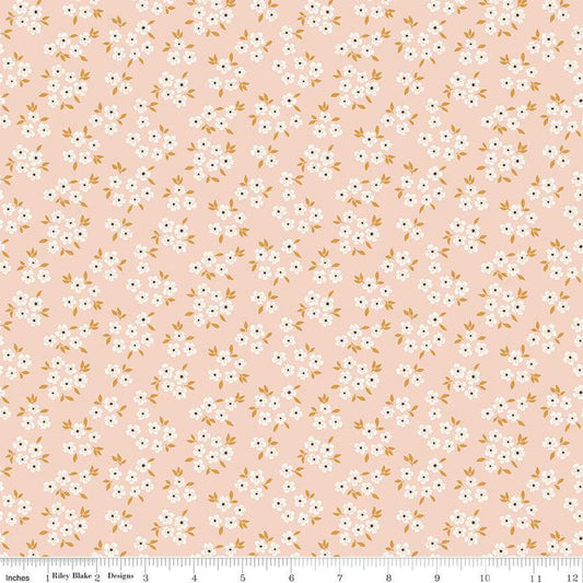 17" End of Bolt - Little Swan Ditsy Floral C13742 Blush by Riley Blake Designs - Flowers Blossoms - Quilting Cotton Fabric