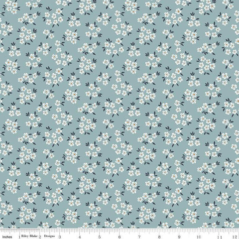 SALE Little Swan Ditsy Floral C13742 Cornflower by Riley Blake Designs - Flowers Blossoms - Quilting Cotton Fabric
