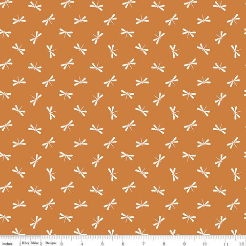 SALE Little Swan Dragonflies C13744 Golden Brown by Riley Blake Designs - Quilting Cotton Fabric
