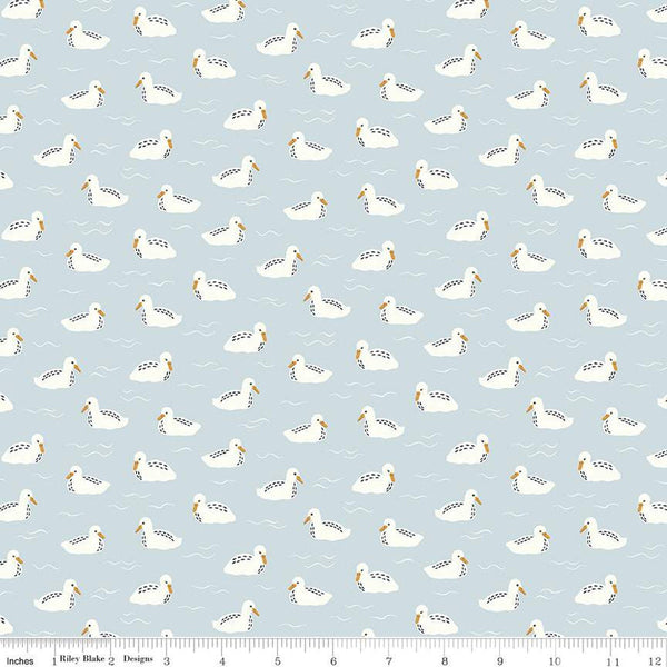 CLEARANCE Little Swan Baby Swans C13746 Sky by Riley Blake  - Bird Birds Ripples - Quilting Cotton