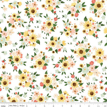 SALE Homemade Main C13720 White - Riley Blake Designs - Floral Flowers - Quilting Cotton Fabric