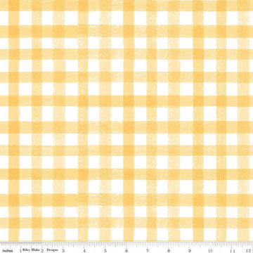 SALE Homemade PRINTED Gingham C13721 Sunshine - Riley Blake Designs - 1/2" White Yellow Check Checks Checkered - Quilting Cotton Fabric