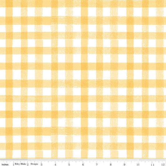 SALE Homemade PRINTED Gingham C13721 Sunshine - Riley Blake Designs - 1/2" White Yellow Check Checks Checkered - Quilting Cotton Fabric