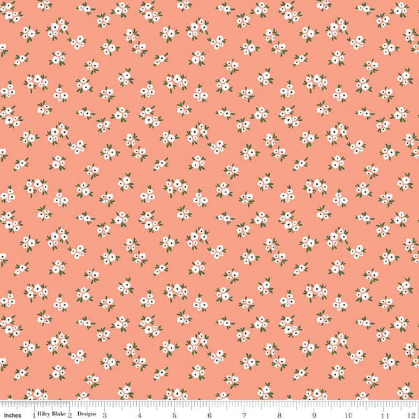 30" End of Bolt - SALE Homemade Blossoms C13724 Coral by Riley Blake Designs - Floral Flowers - Quilting Cotton Fabric