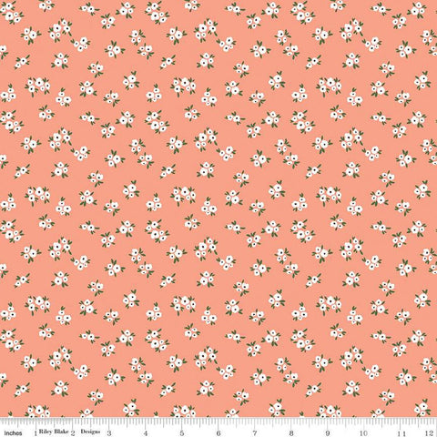 30" End of Bolt - SALE Homemade Blossoms C13724 Coral by Riley Blake Designs - Floral Flowers - Quilting Cotton Fabric