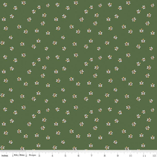 Homemade Bumble Bees C13726 Forest by Riley Blake Designs - Quilting Cotton Fabric