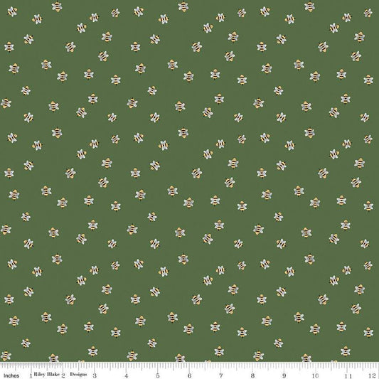 Homemade Bumble Bees C13726 Forest - Riley Blake Designs - Quilting Cotton Fabric