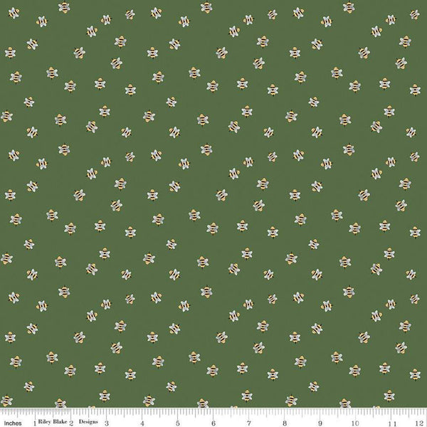 SALE Homemade Bumble Bees C13726 Forest by Riley Blake Designs - Quilting Cotton Fabric