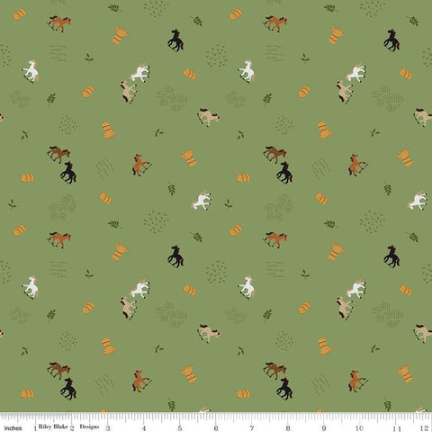 Fat Quarter End of Bolt - CLEARANCE Country Life Grazing the Hay C13793 Grass by Riley Blake Designs - Horses - Quilting Cotton Fabric