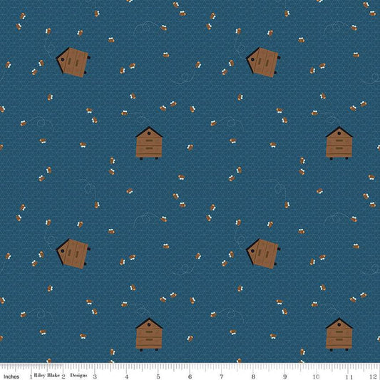 CLEARANCE Country Life Worker Bee C13795 Night - Riley Blake Designs - Bees Hives - Quilting Cotton Fabric