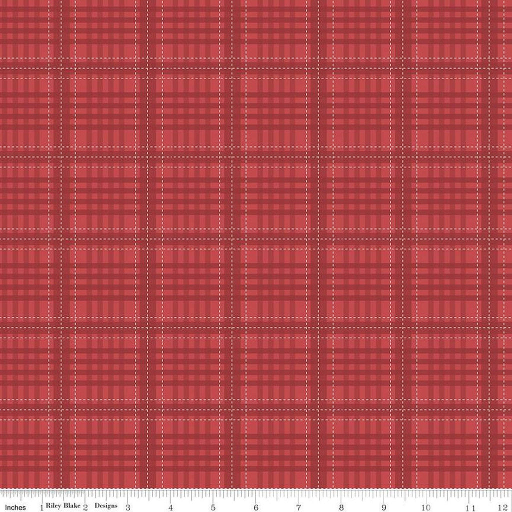 SALE Country Life Flannel Shirt C13796 Barn by Riley Blake Designs - Tone-on-Tone Plaid with White Lines - Quilting Cotton Fabric