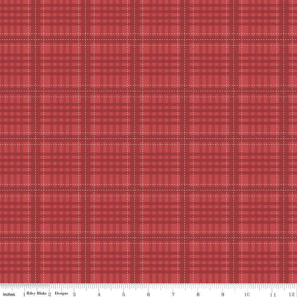 CLEARANCE Country Life Flannel Shirt C13796 Barn by Riley Blake Designs - Tone-on-Tone Plaid with White Lines - Quilting Cotton Fabric