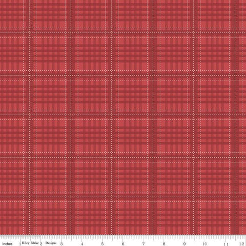 SALE Country Life Flannel Shirt C13796 Barn by Riley Blake Designs - Tone-on-Tone Plaid with White Lines - Quilting Cotton Fabric