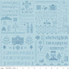 SALE Pride & Prejudice Meryton Sampler C13786 Blue - Riley Blake Designs - Jane Austen Text - Quilting Cotton Fabric - Licensed Product