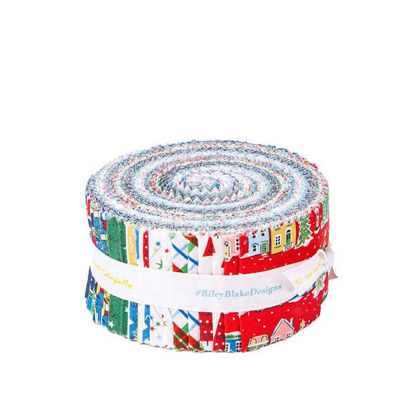 Deck the Halls Collection 2.5-Inch Rolie Polie Jelly Roll 40 pieces Riley Blake Designs - Liberty Christmas - Quilting Cotton Fabric