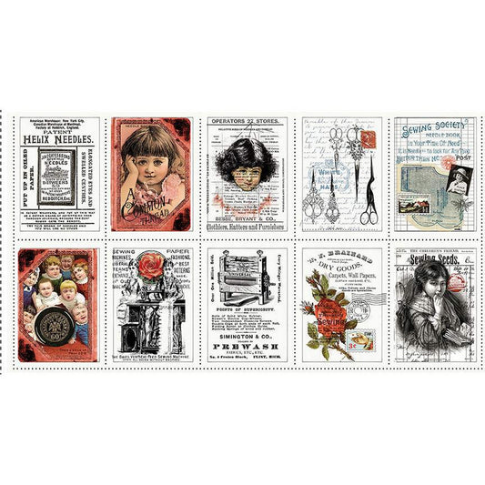 DEAL Sew Journal Pages Needlebook Patch Panel PD13881 - Riley Blake Designs - DIGITALLY Printed Sewing Posters - Quilting Cotton Fabric