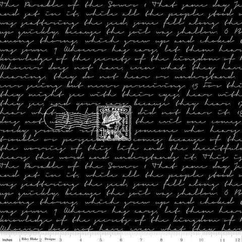 17" End of Bolt - SALE Sew Journal Sewer Parable Text C13891 Black - Riley Blake - Sewing Vintage Icons - Quilting Cotton Fabric