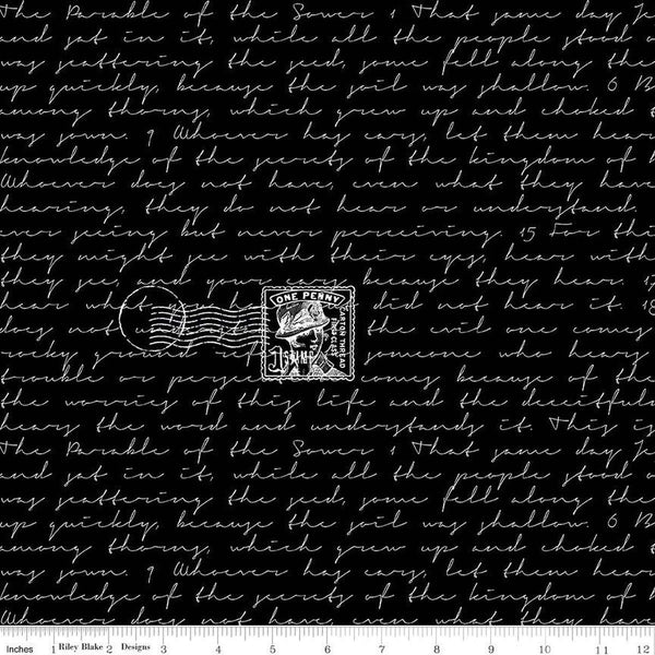 17" End of Bolt - SALE Sew Journal Sewer Parable Text C13891 Black - Riley Blake - Sewing Vintage Icons - Quilting Cotton Fabric