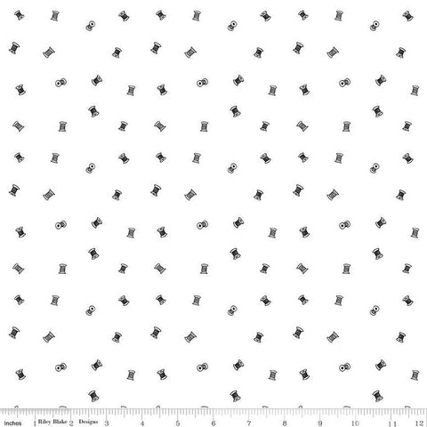 Sew Journal Tiny Spools C13894 White by Riley Blake - Thread Sewing - J. Wecker Frisch - Quilting Cotton Fabric