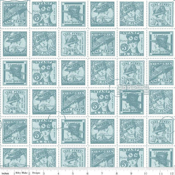 16" End of Bolt - CLEARANCE Sew Journal Fashion Post C13895 Blue - Riley Blake Vintage Stamps Women J. Wecker Frisch Quilting Cotton Fabric