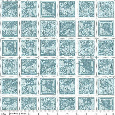 CLEARANCE Sew Journal Fashion Post C13895 Blue by Riley Blake Designs - Vintage Stamps Women - J. Wecker Frisch - Quilting Cotton Fabric